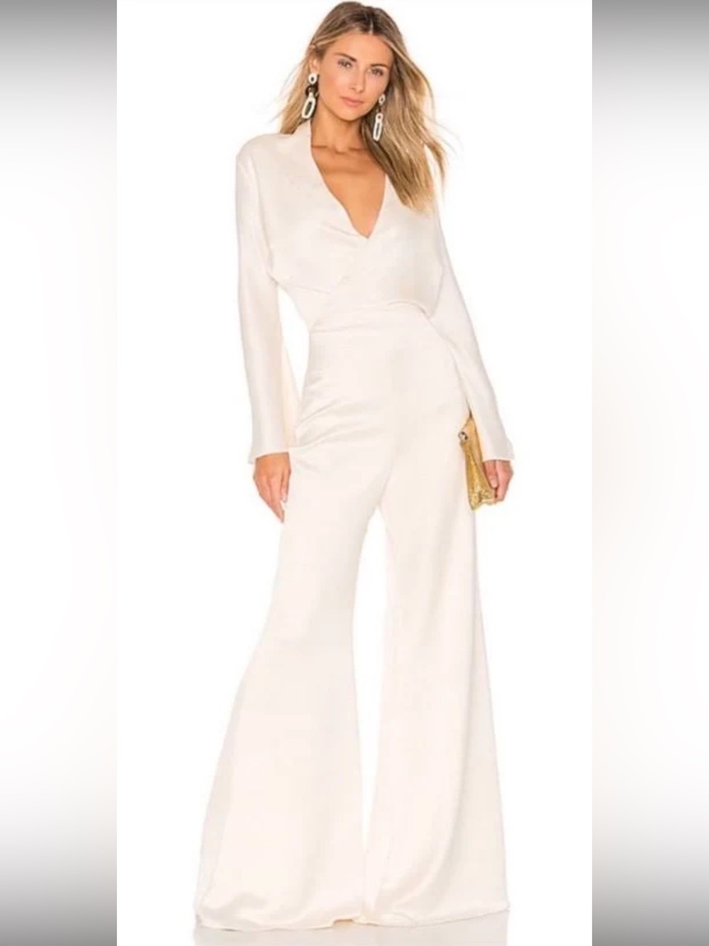 Alexis Cream V-Neck Wide-Leg Jumpsuit